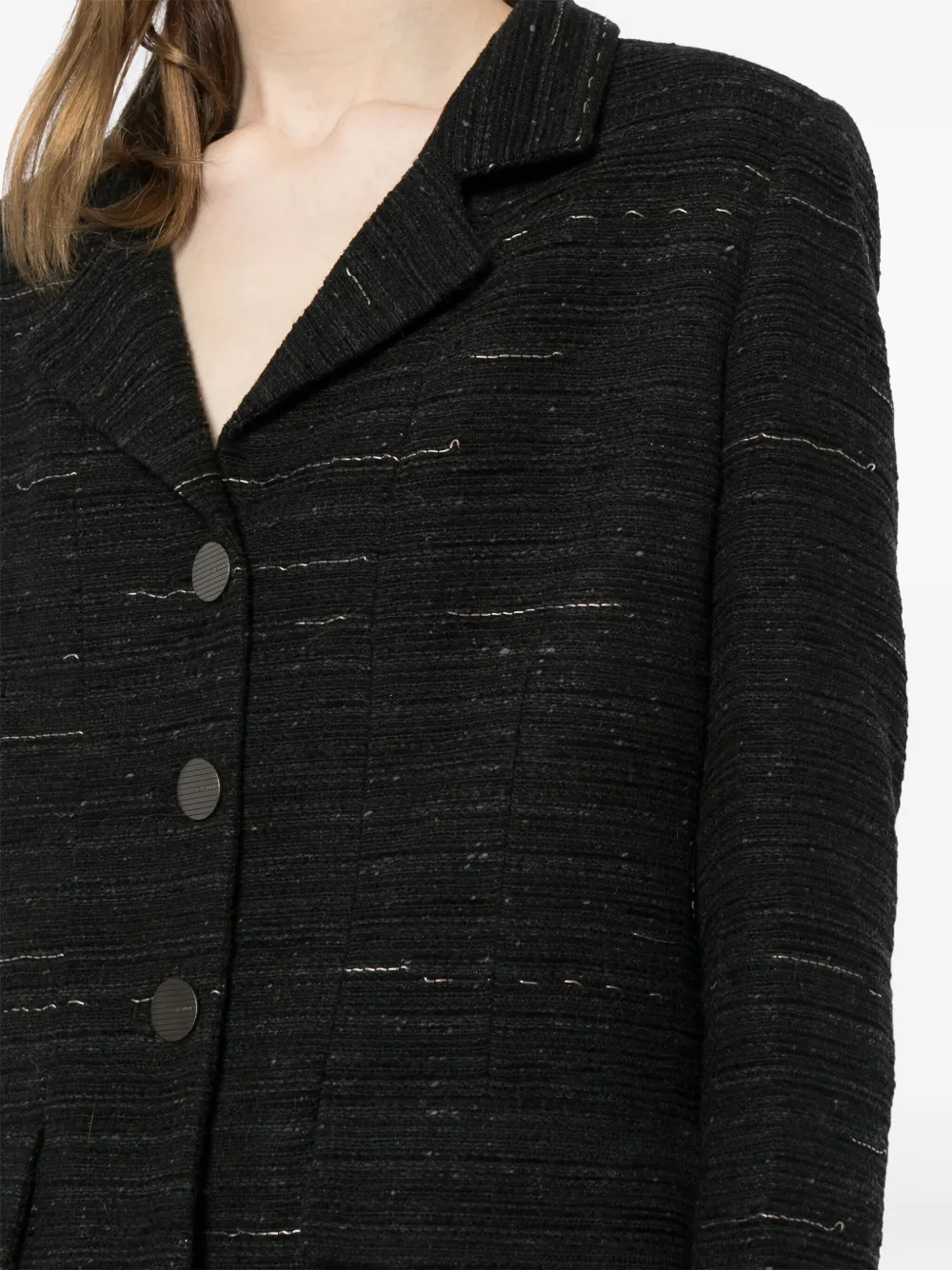 Pre-owned Chanel 1999 Single-breasted Tweed Jacket In Black