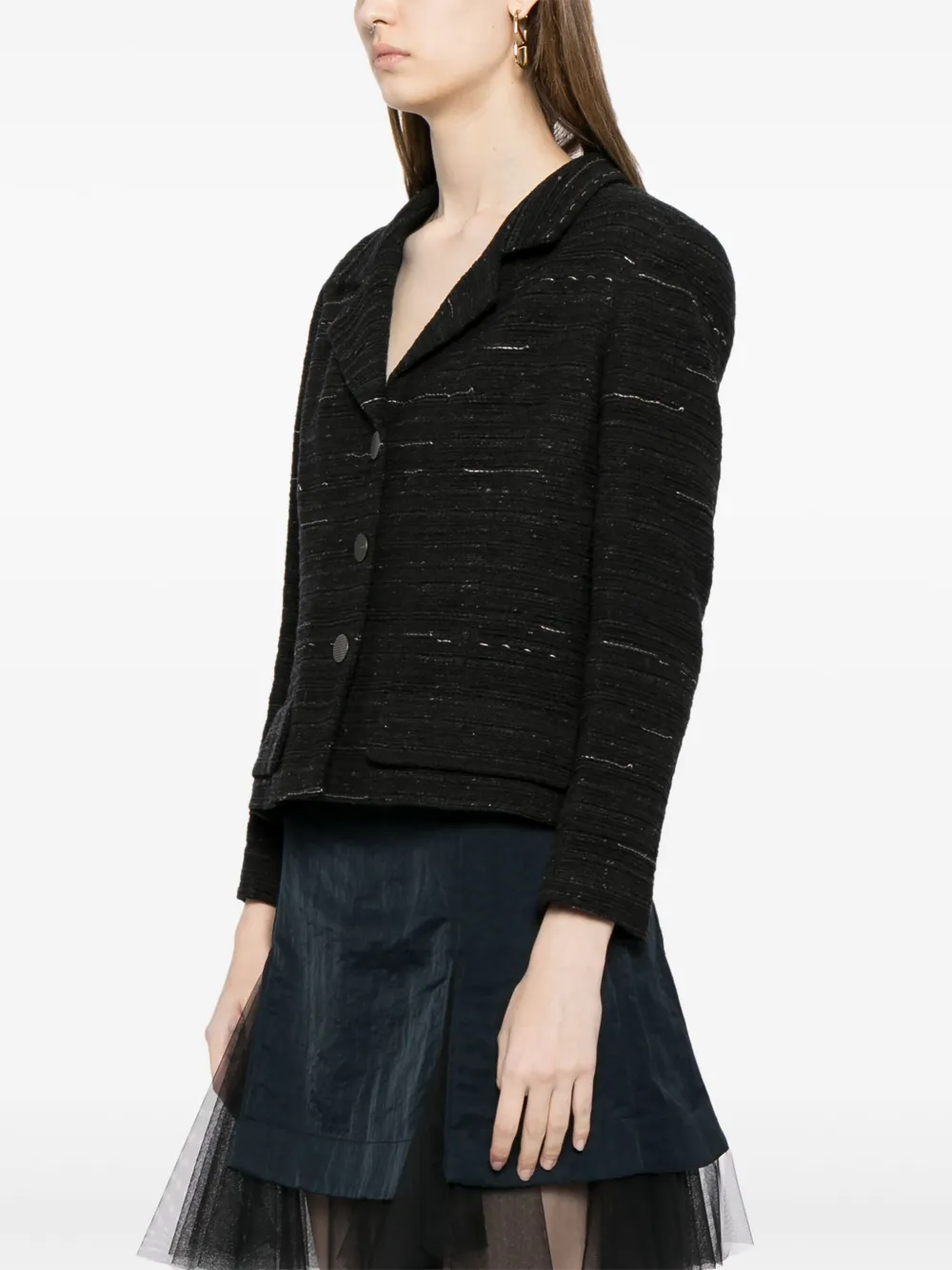 Pre-owned Chanel 1999 Single-breasted Tweed Jacket In Black