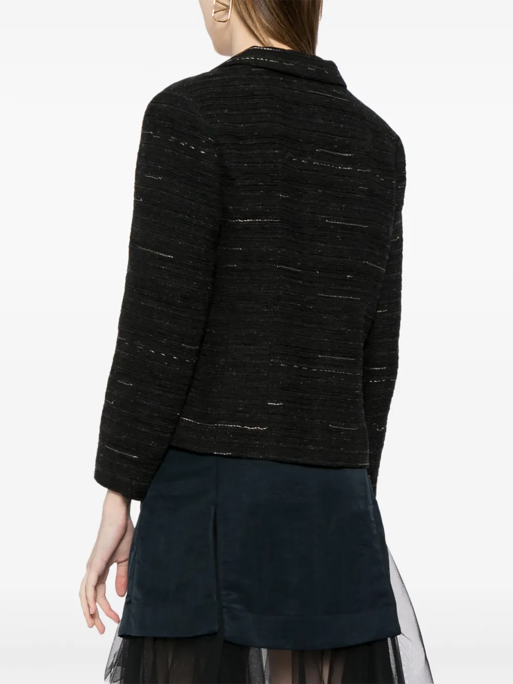Pre-owned Chanel 1999 Single-breasted Tweed Jacket In Black