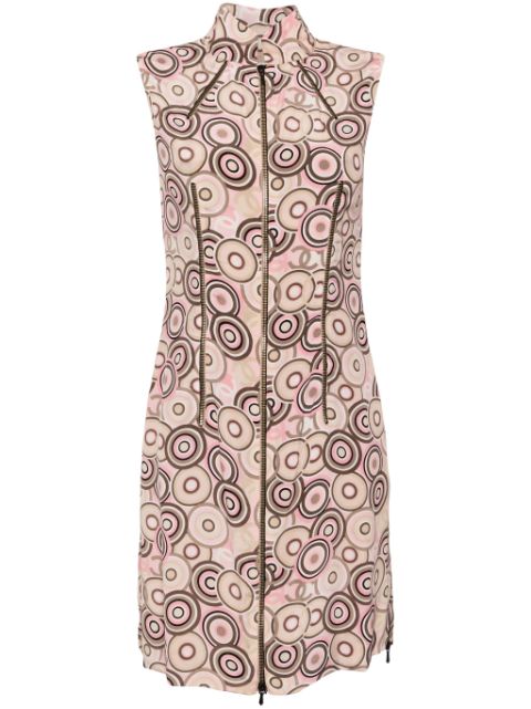 HOT SALE CHANEL 2001 geometric-print silk dress Women