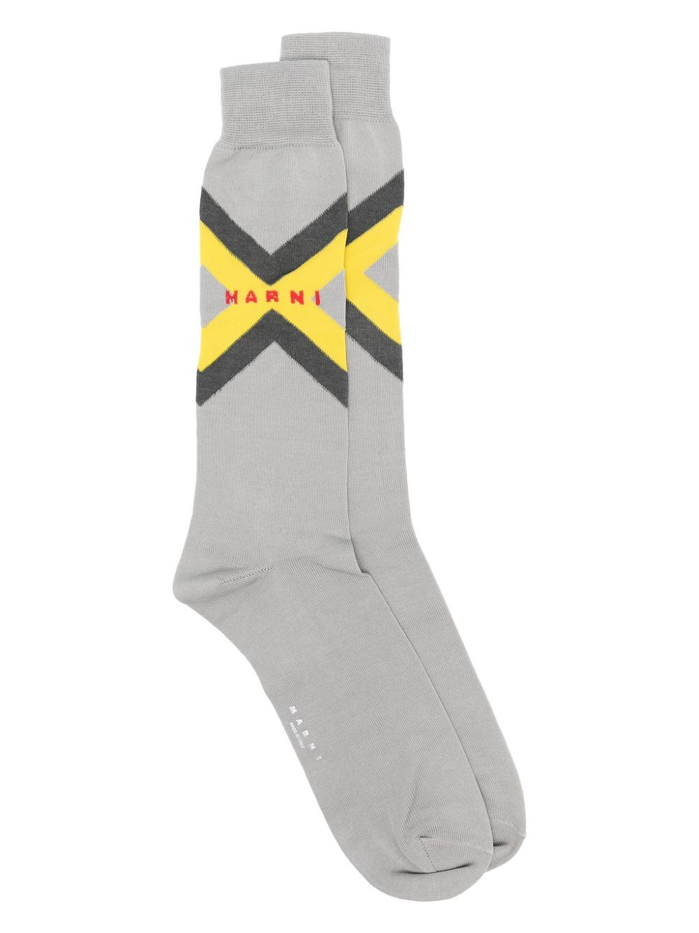 Marni Stripe-detail Ribbed-knit Socks In Grey