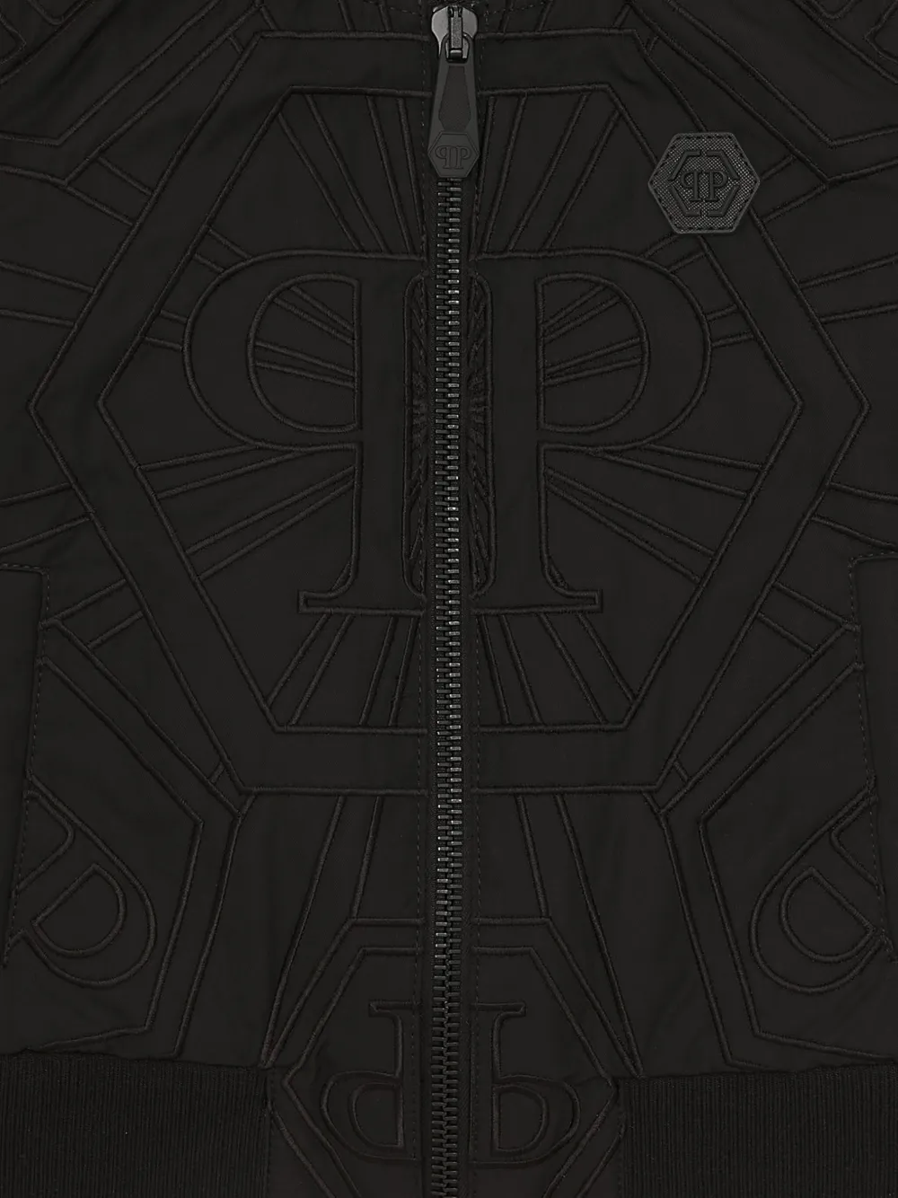 Philipp Plein Junior Bomberjack met logopatch Zwart
