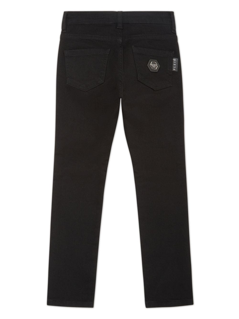 Philipp Plein Junior Straight jeans met vijf zakken en logopatch - Zwart