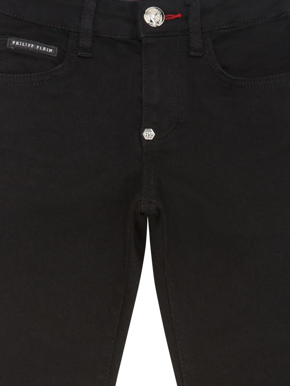 Philipp Plein Junior Straight jeans met vijf zakken en logopatch Zwart