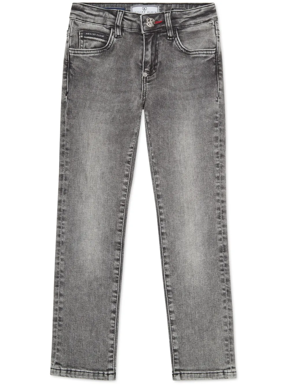 Philipp Plein Junior Appliqué Straight Jeans In Grey