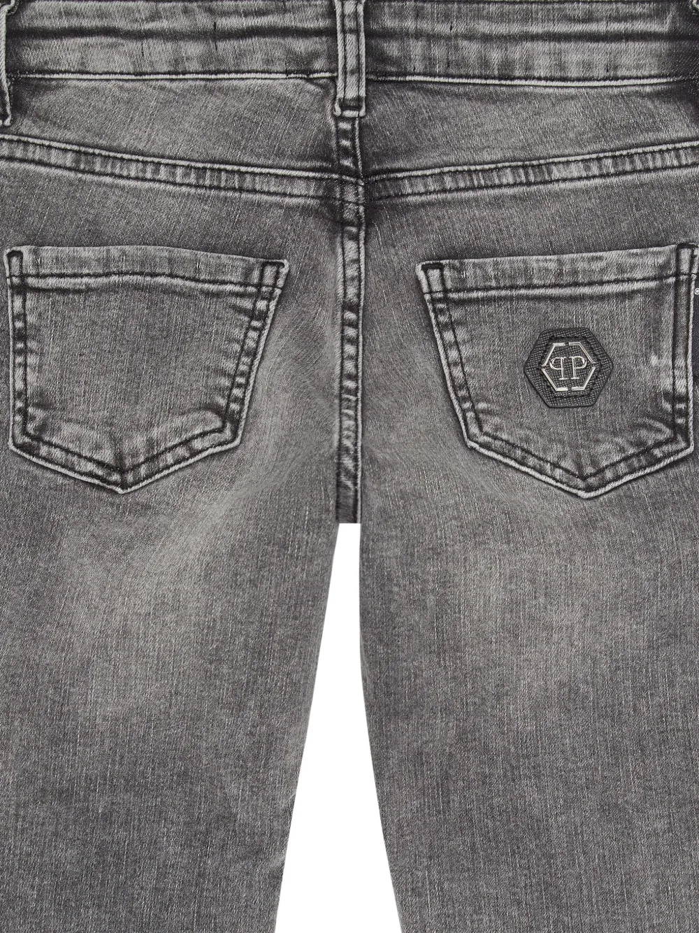 Philipp Plein Junior Straight jeans met applicatie Grijs