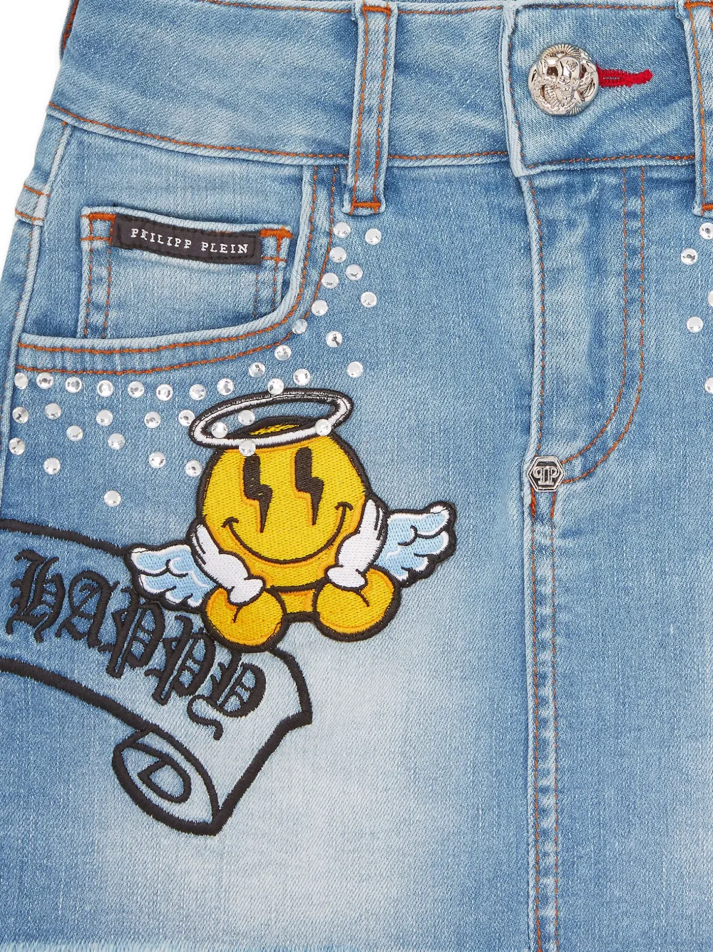 Philipp Plein Junior Smile spijkerrok Blauw