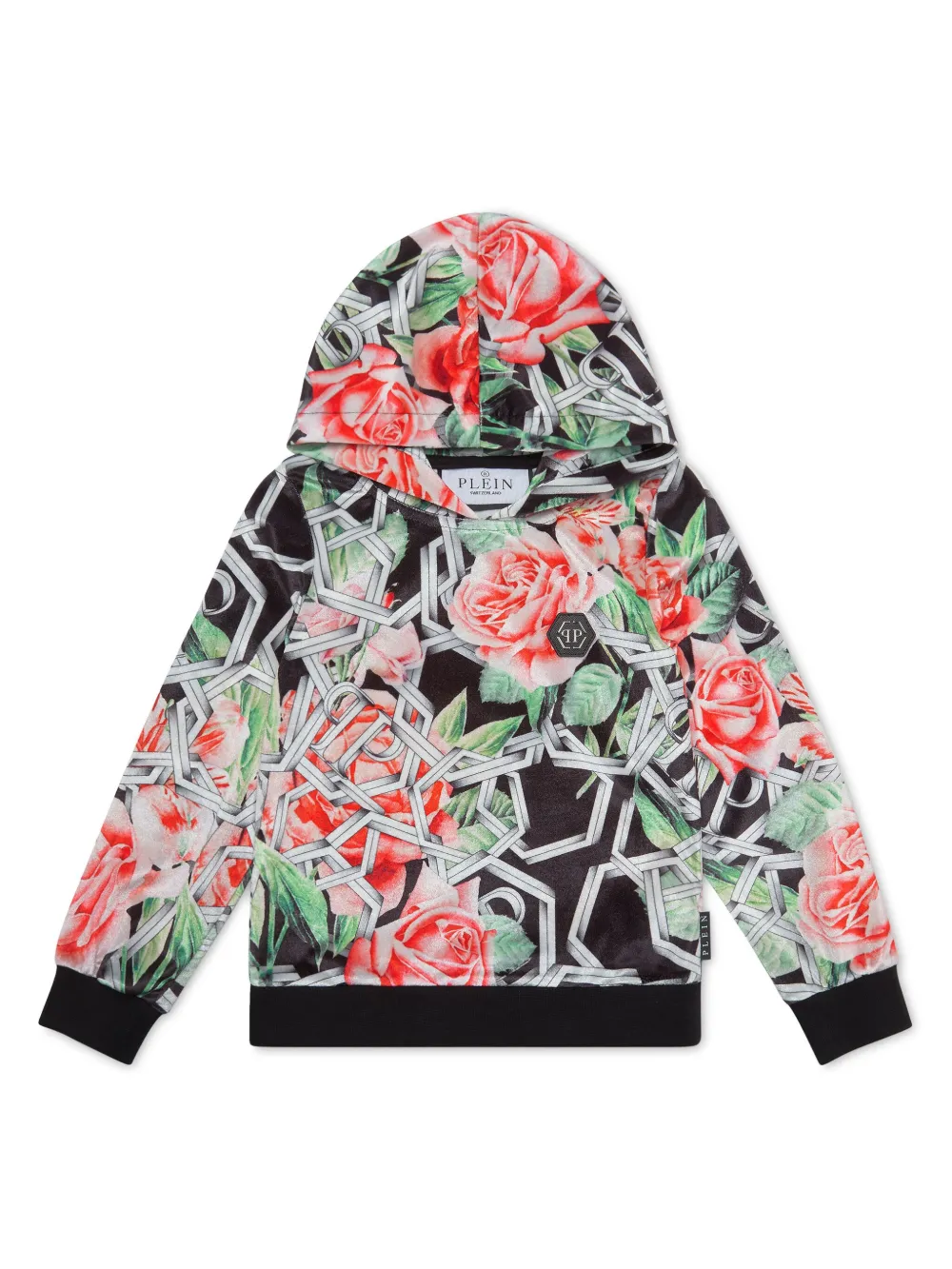 Philipp Plein Junior Roses hoodie Zwart