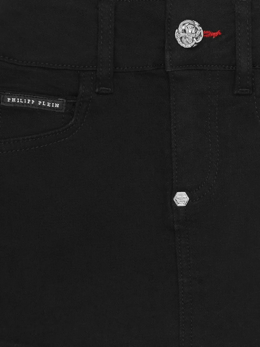 Philipp Plein Junior Spijkerrok met logopatch Zwart