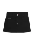 Philipp Plein Junior logo-patch denim skirt - Black