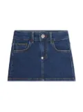 Philipp Plein Junior logo-patch denim skirt - Blue