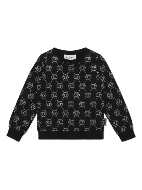 Philipp Plein Junior Camiseta com tachas monogramadas