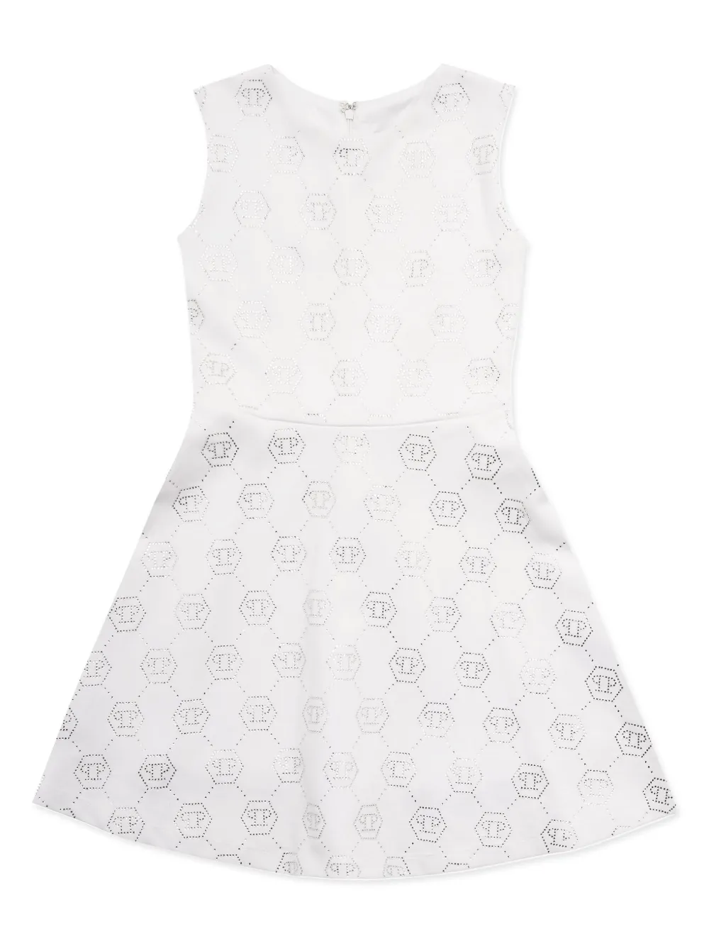 Philipp Plein Junior Abito midi con monogramma - Bianco