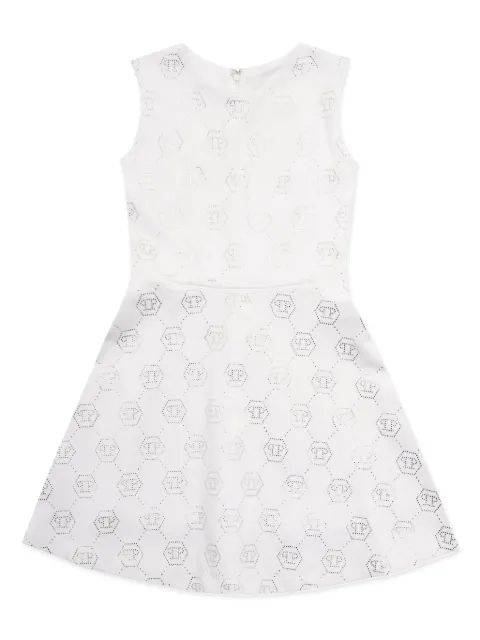 Philipp Plein Junior vestido midi con detalle de monograma