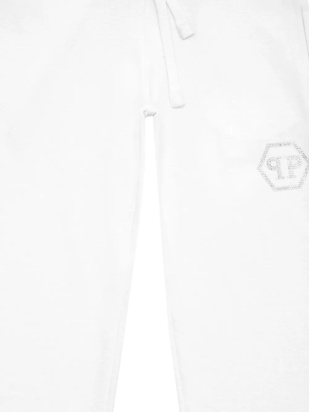 Philipp Plein Junior Trainingsbroek met kristallen logo Wit