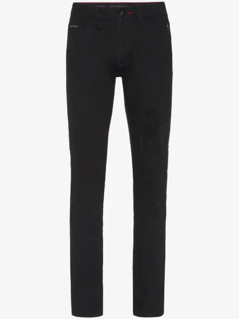 Philipp Plein jeans Super Straight on detalle de dragónc