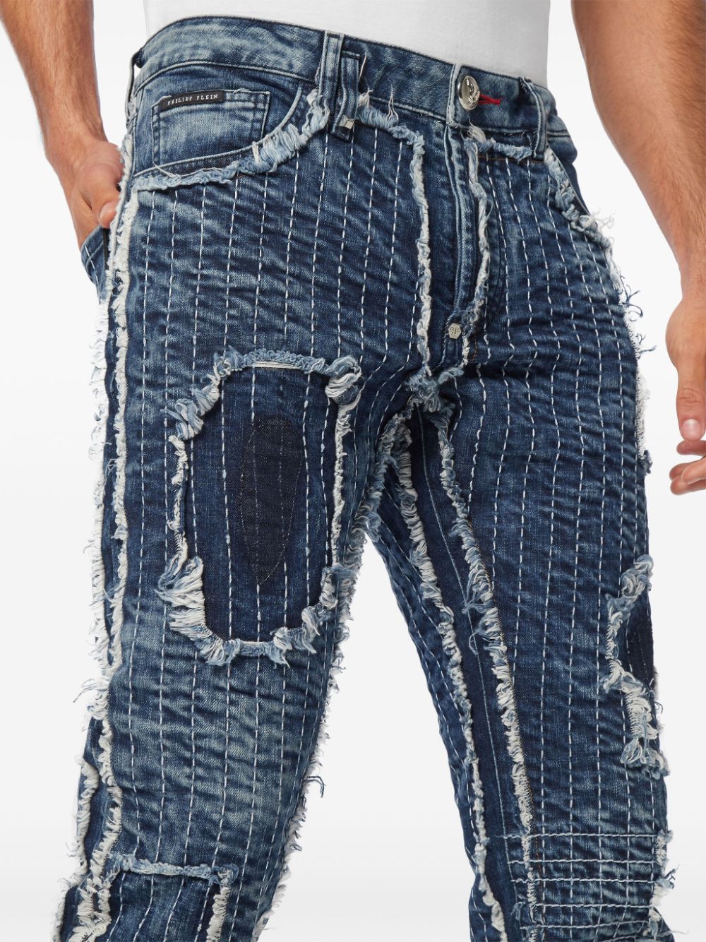 Cheap Philipp Plein Destroyed super-straight jeans Men