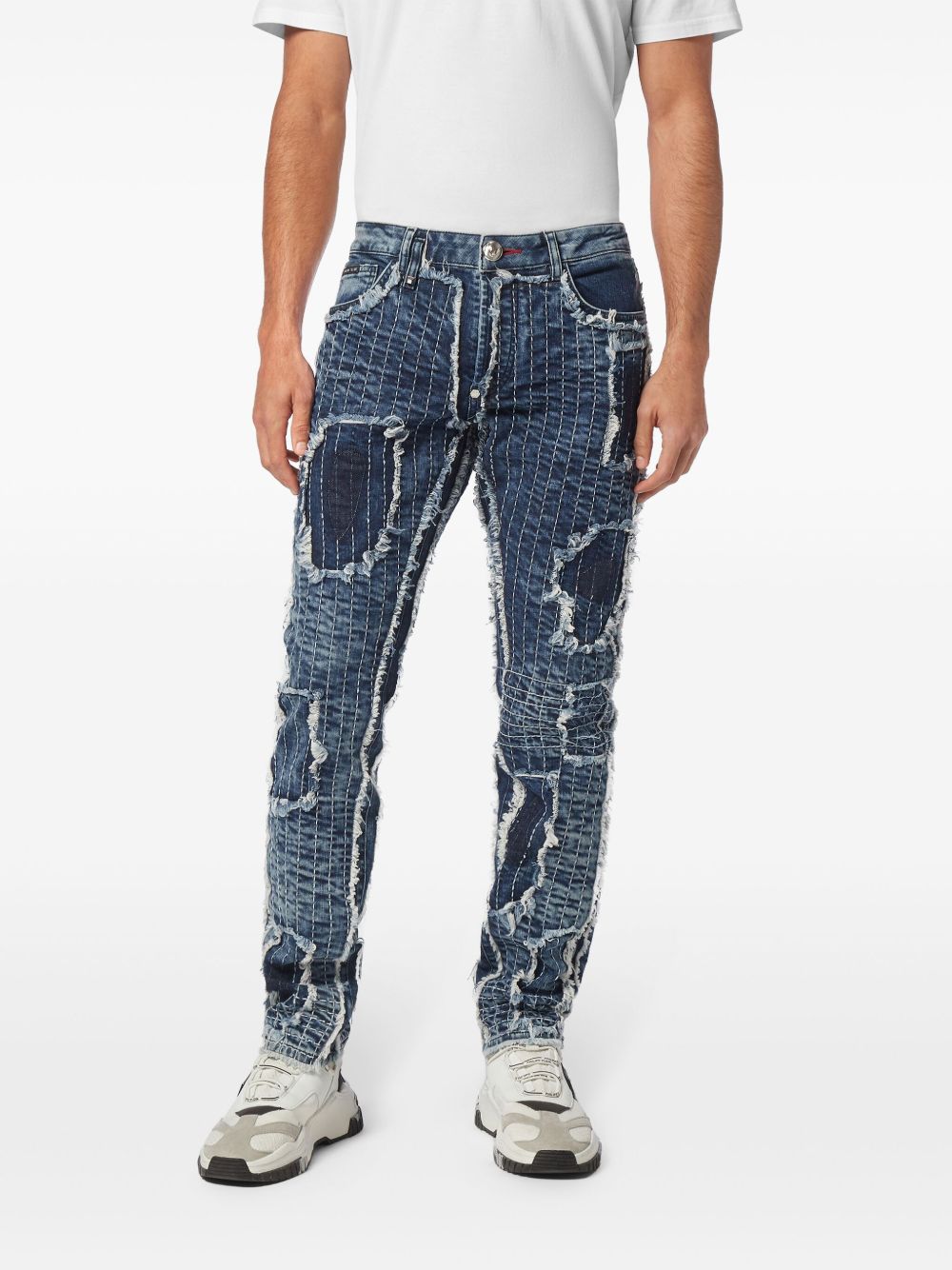 Cheap Philipp Plein Destroyed super-straight jeans Men