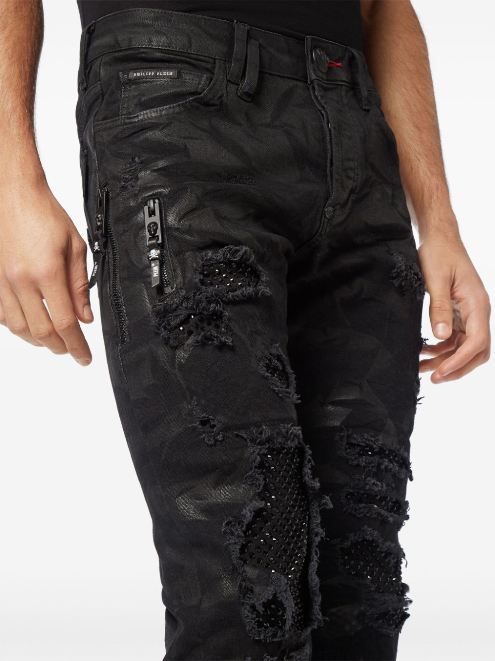 Shop Philipp Plein Rock Star Jeans In Schwarz