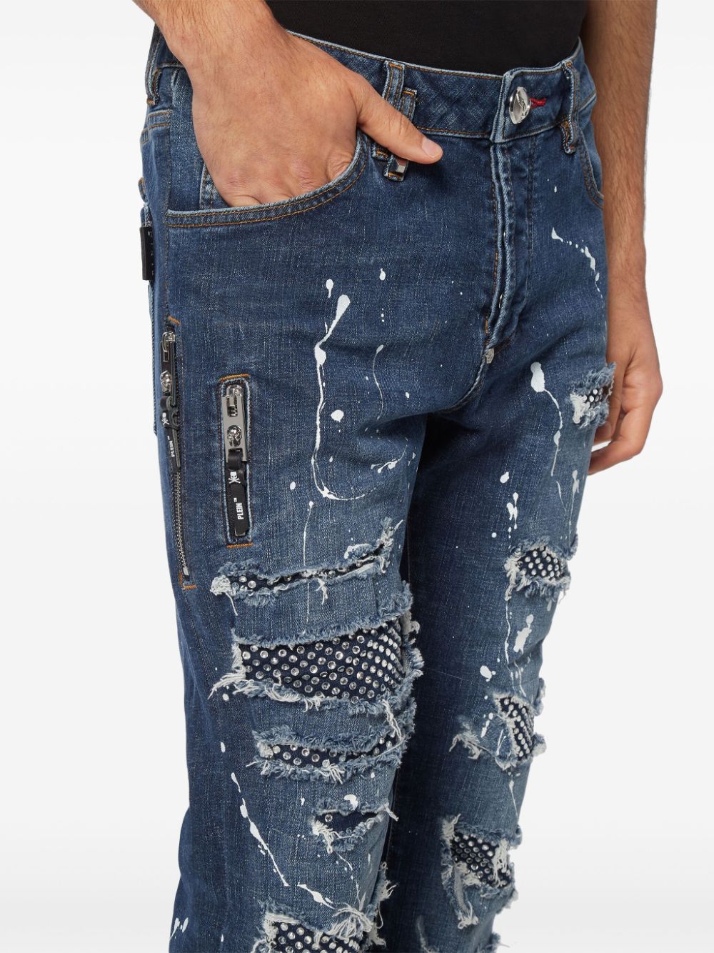 Shop Philipp Plein Rock Star Jeans In Blau