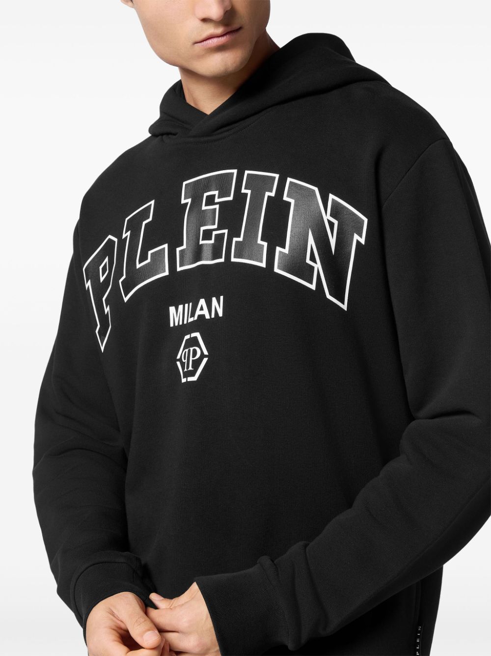 Philipp Plein Hoodie van katoenblend met logoprint Zwart