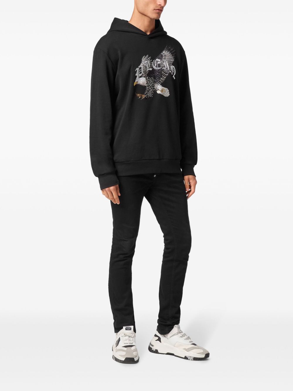 Shop Philipp Plein Eagle-print Hoodie In Black