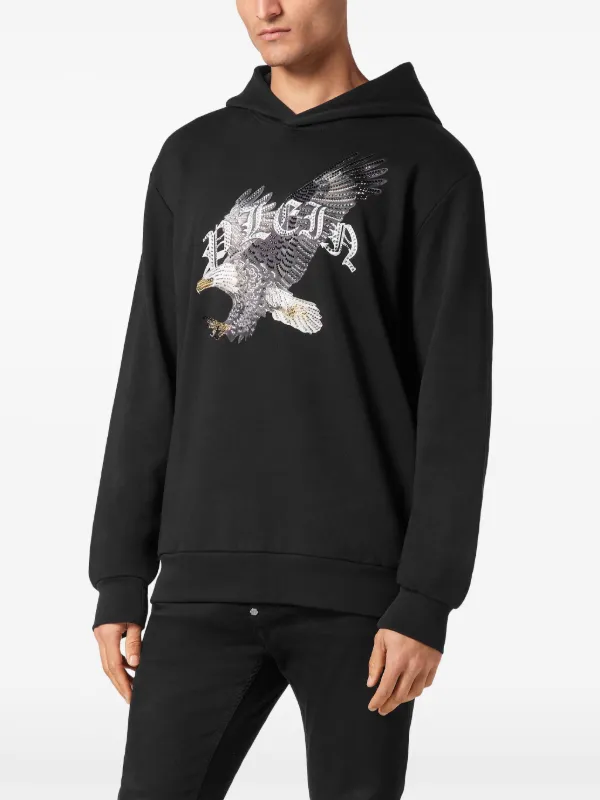 Philipp Plein eagle-print Hoodie | Black | FARFETCH IN