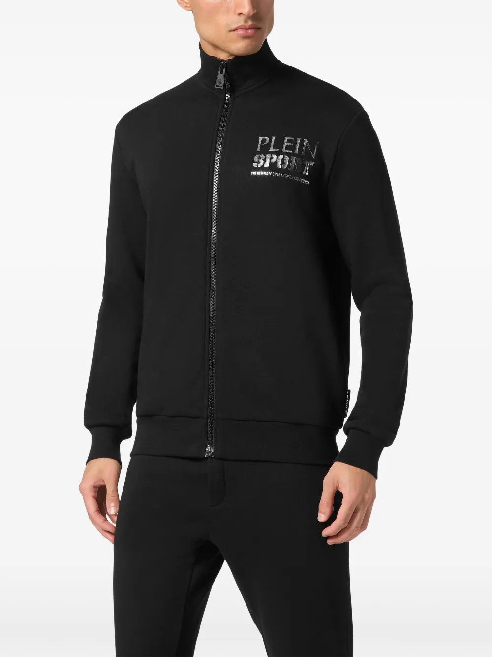 Plein Sport Tiger sweater met rits Zwart