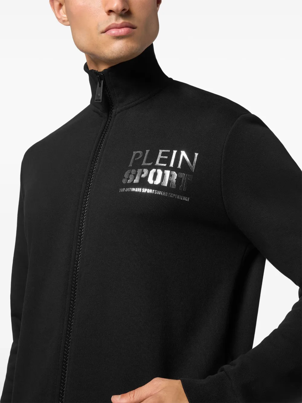 Plein Sport Tiger sweater met rits Zwart
