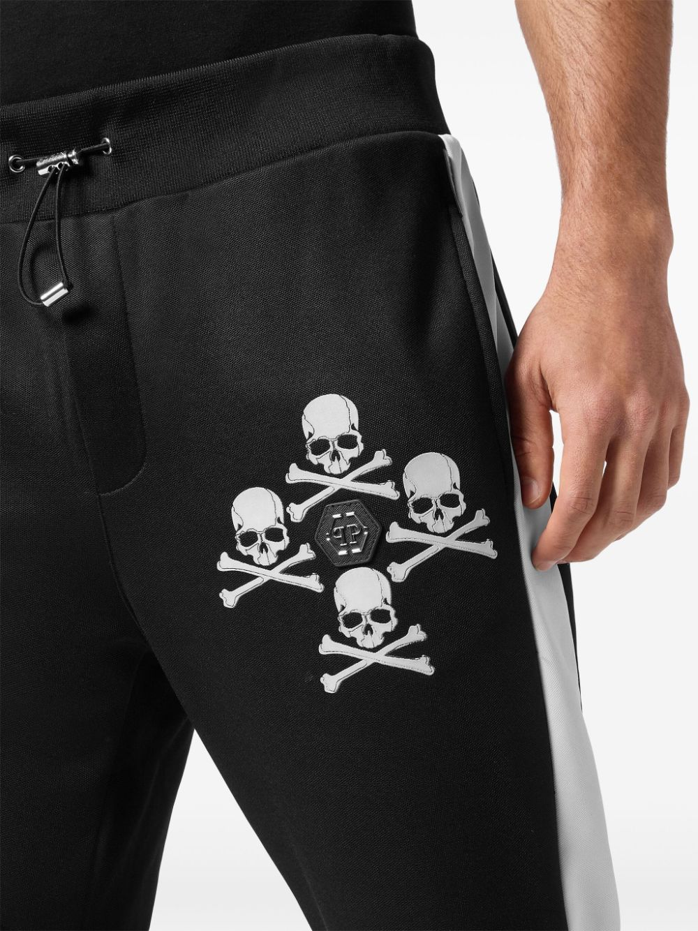 Shop Philipp Plein Skull & Bones Track Pants In Black