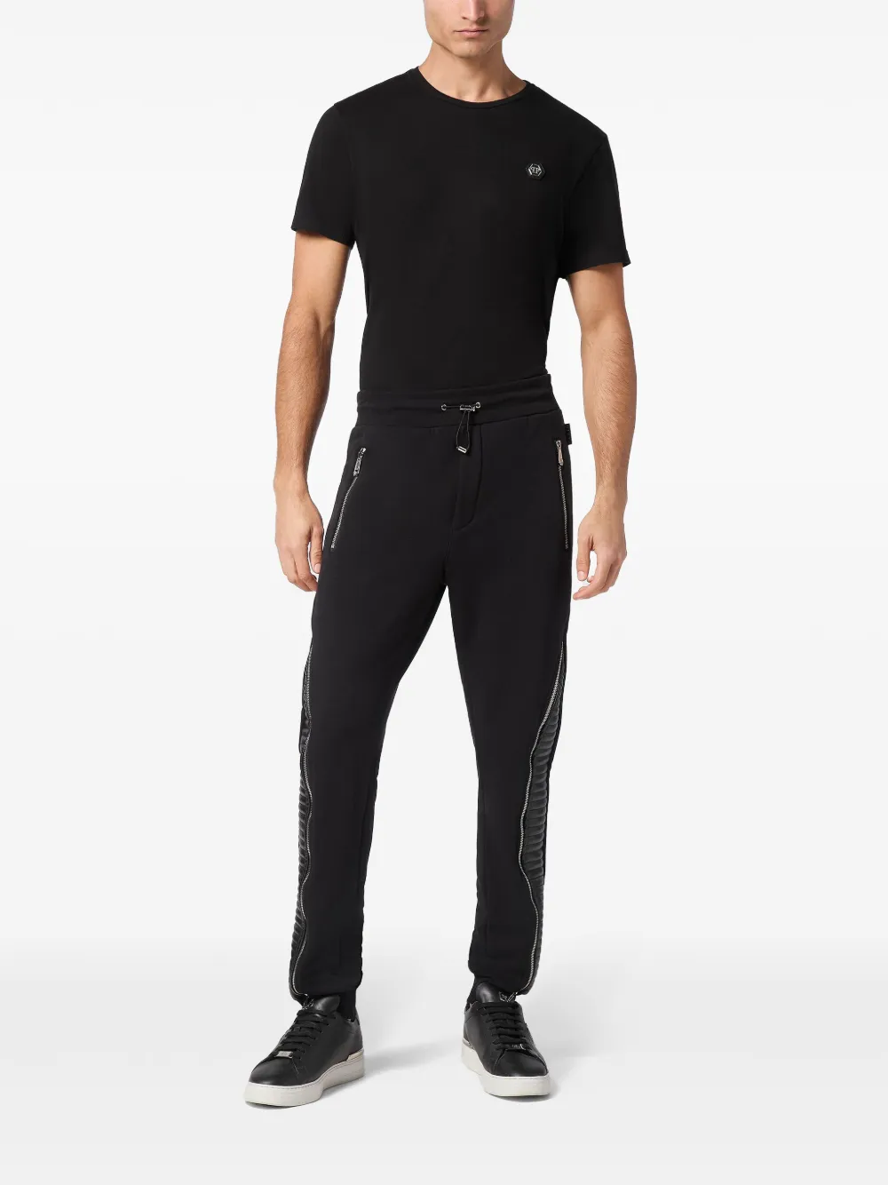 Philipp Plein panelled cotton track pants - Zwart