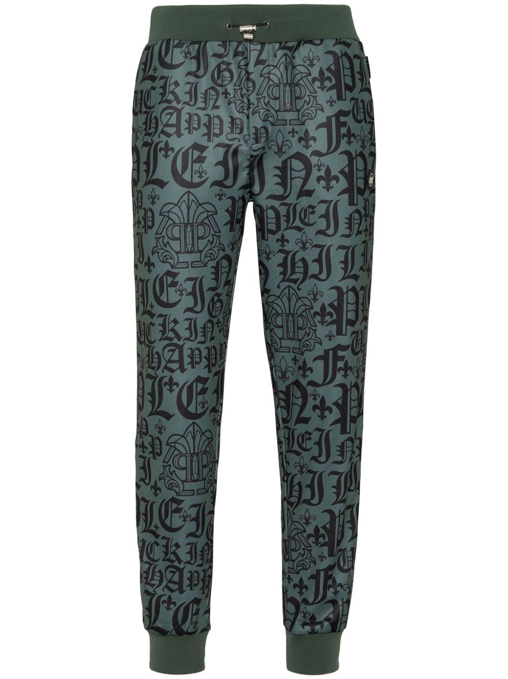 Shop Philipp Plein Gothic Plein-print Track Pants In Green