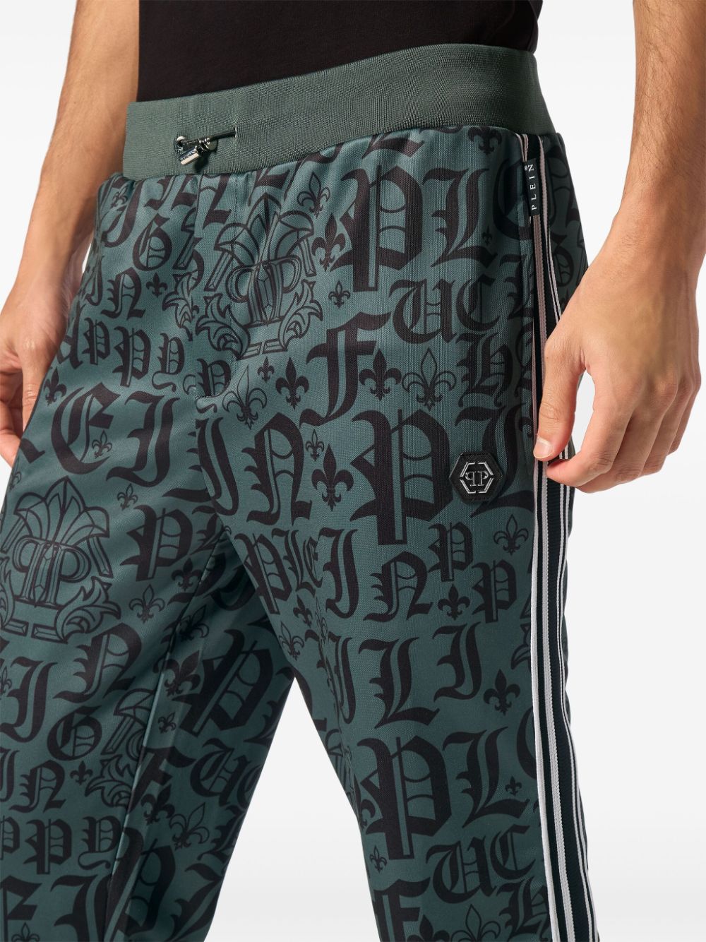 Shop Philipp Plein Gothic Plein-print Track Pants In Green