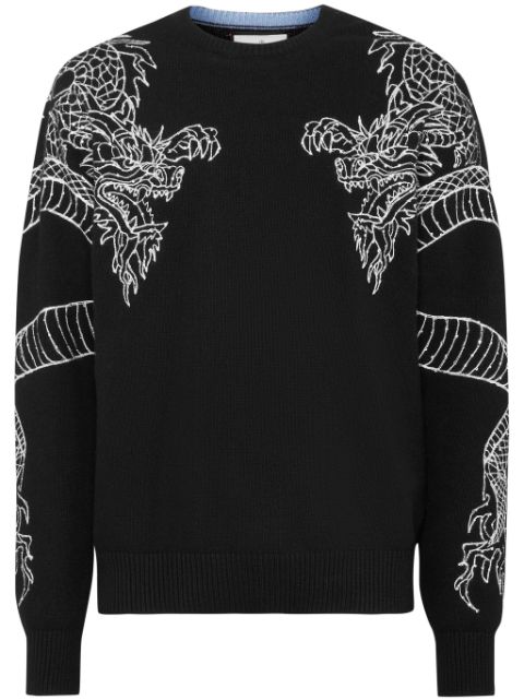 Philipp Plein Dragon-embroidered jumper Men