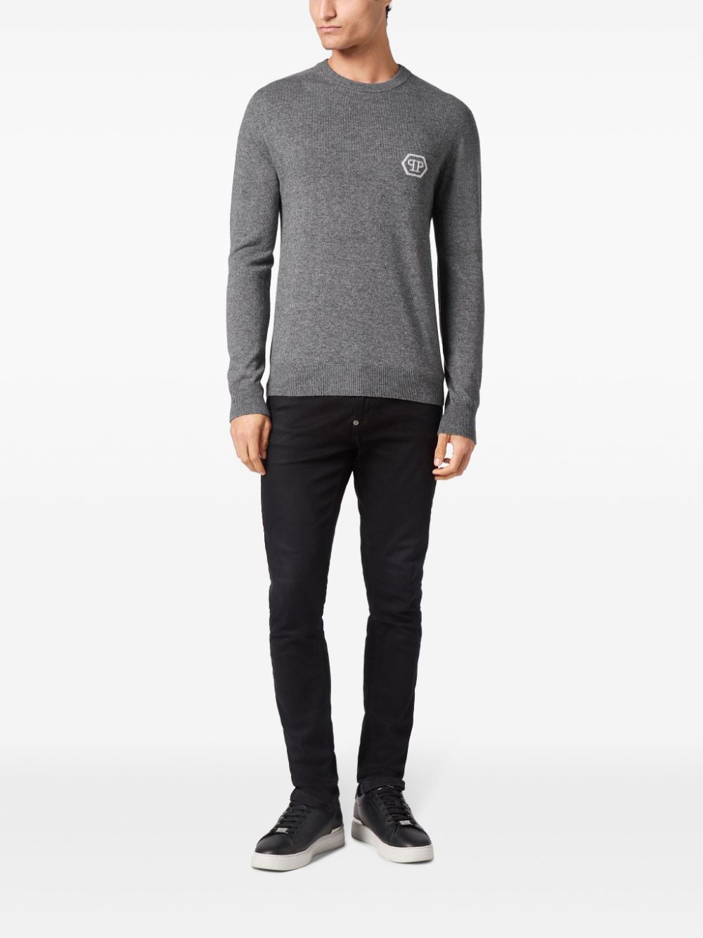 Philipp Plein round-neck longsleeved sweater - Grijs