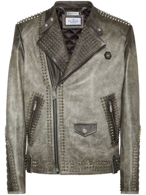 Philipp Plein leather biker jacket Men