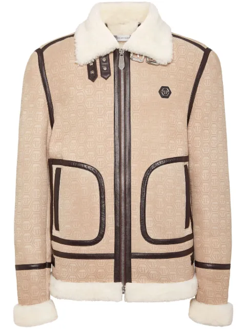 Philipp Plein monogram shearling jacket