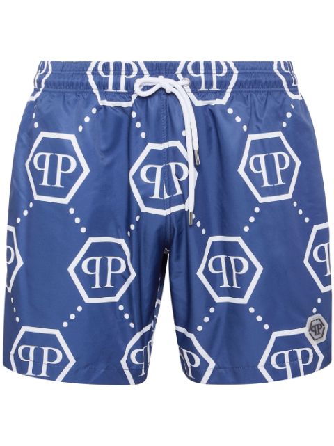 Philipp Plein monogram pattern swim shorts Men