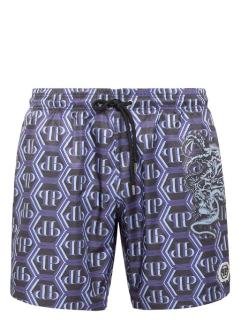 Philipp Plein monogram pattern swim shorts Men