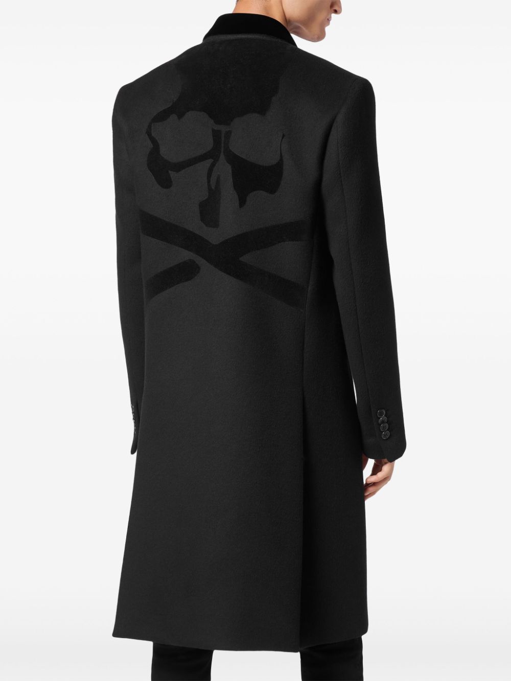 Shop Philipp Plein Flocked-logo Coat In Schwarz