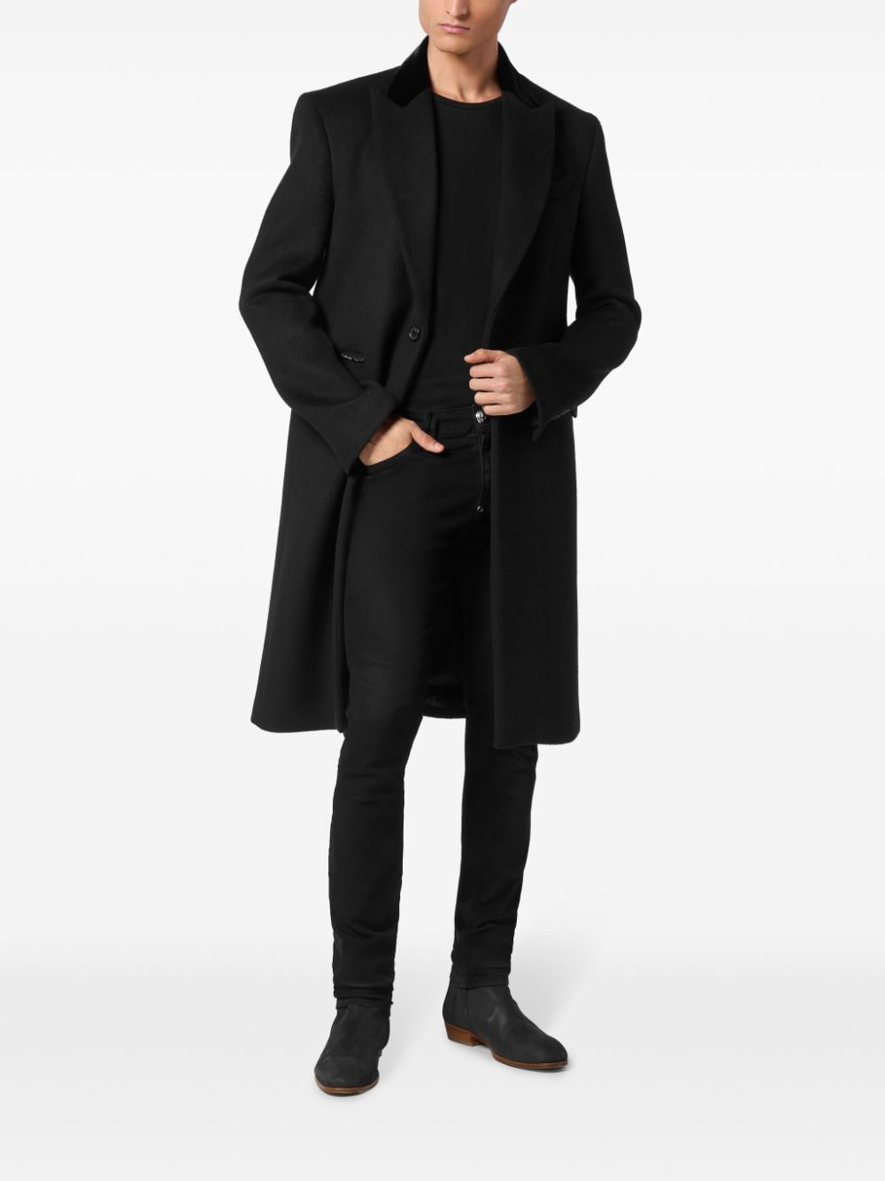 Shop Philipp Plein Flocked-logo Coat In Schwarz