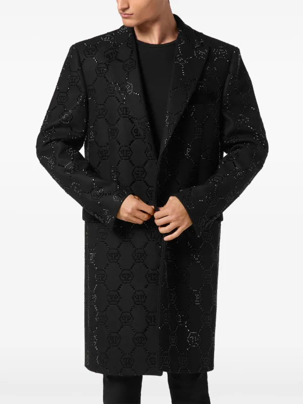 Philipp Plein ピークドラペル シングルコート | ブラック | FARFETCH JP