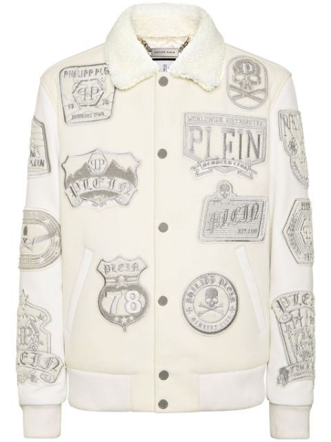 Philipp Plein applique-detail shearling bomber jacket Men