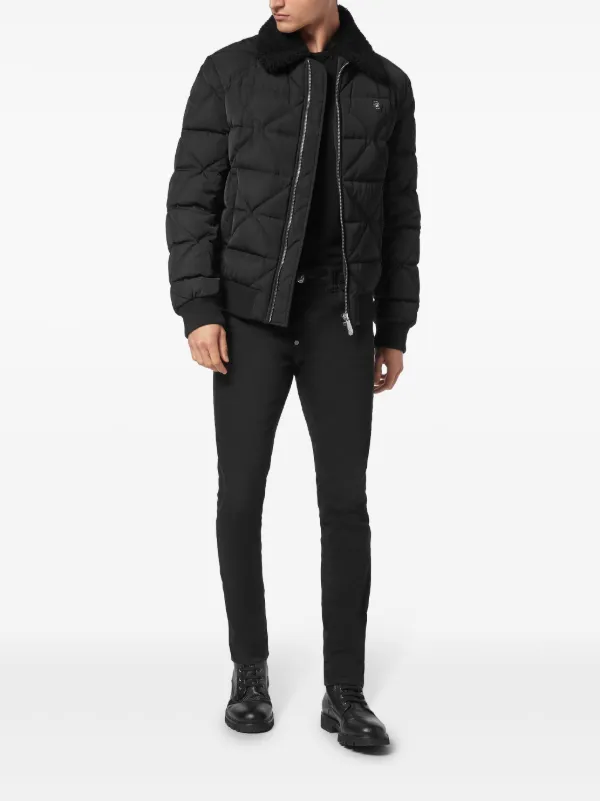 Philipp Plein Shearling Padded Jacket Black FARFETCH ZA