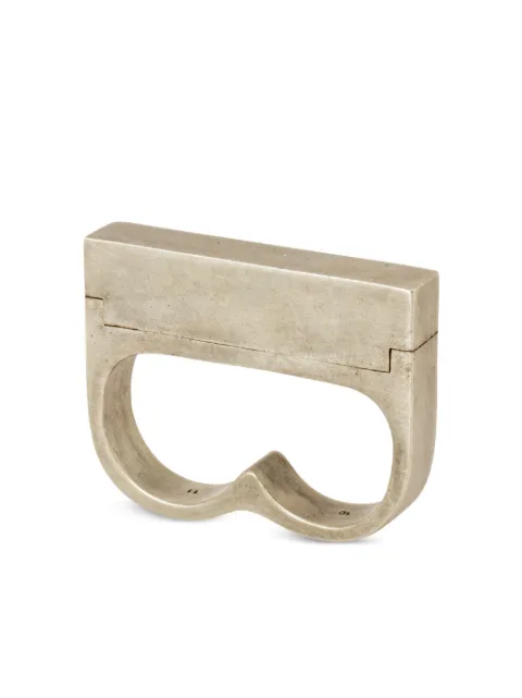 Parts of Four bague Plate Double Cuboid en argent sterling