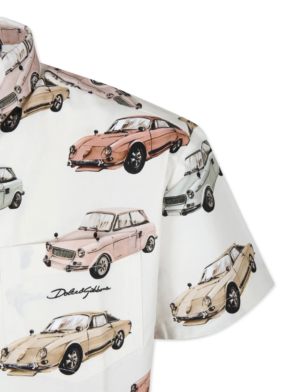 Dolce & Gabbana Kids Shirt met autoprint en korte mouwen Beige