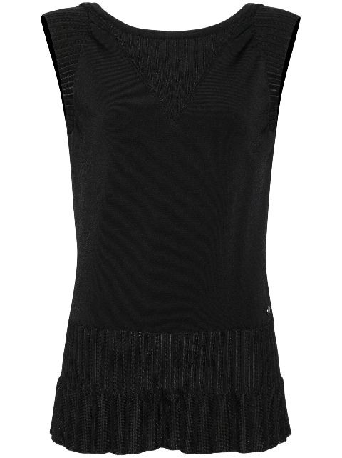 HOT SALE CHANEL 2000s V-back ribbed minidress Women