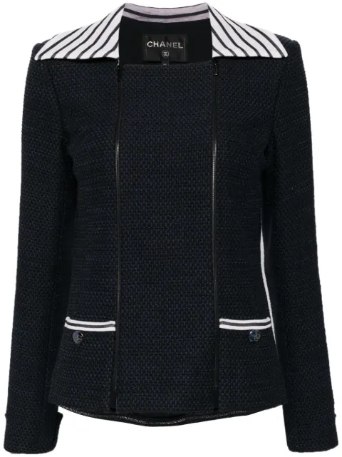 CHANEL Pre-Owned chamarra de tweed con cierre 2001
