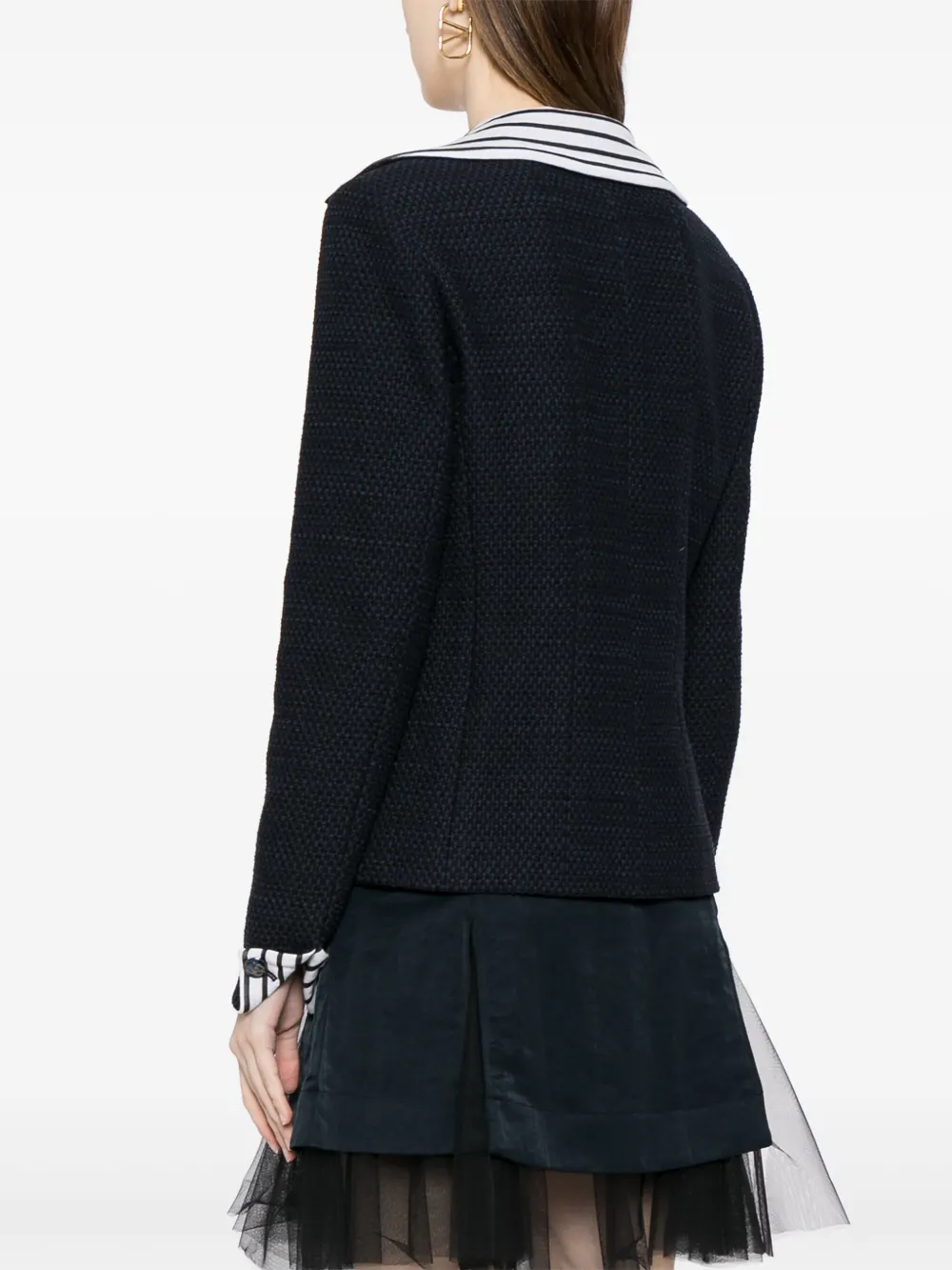Pre-owned Chanel 2001 Zip-up Tweed Jacket In Blue