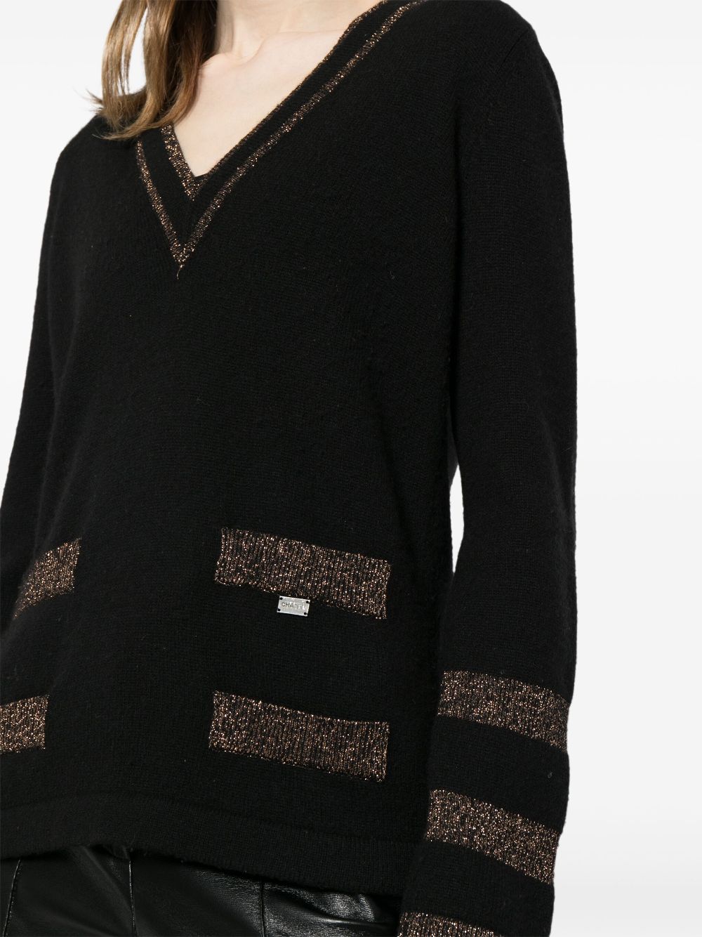 CHANEL 2004 V-neck cashmere-blend jumper Women